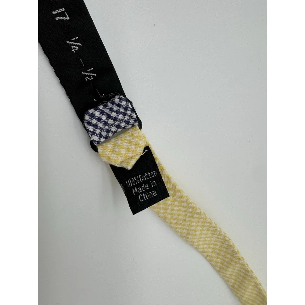 Men's Self-Tie‎ Bow Tie Blue Yellow Gingham Check Adjustable Freestyle Classic